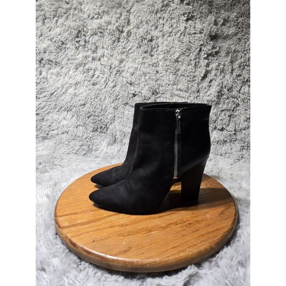 Nine West Blushing Black Zip Booties Heels Women's Size 8.5 M Formal Walking - Picture 2 of 9